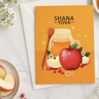 Ilustración Moderna de Shana Tova Manzanas y Miel 