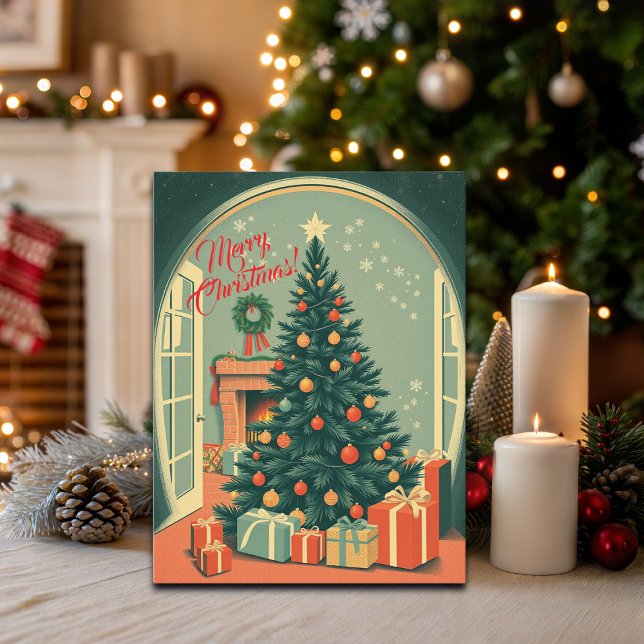 Postal Festiva Ilustración Navideña Vintage (Subido por el creador)