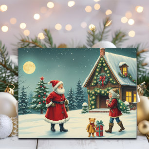 Postal Festiva Ilustracion navideño vintage