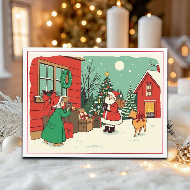 Postal Festiva Ilustracion navideño vintage (Subido por el creador)