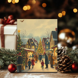 Postal Festiva Ilustracion navideño vintage