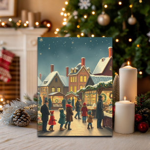 Postal Festiva Ilustracion navideño vintage