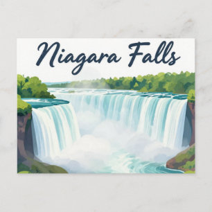 Postal Festiva Ilustración paisajística pictórica de las catarata