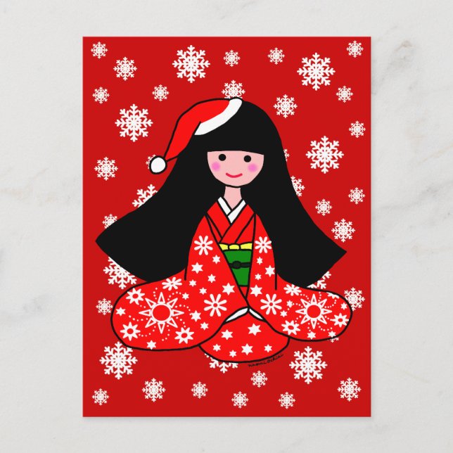 Postal Festiva Ilustracion Personalizado de Navidades Chicas de K (Anverso)