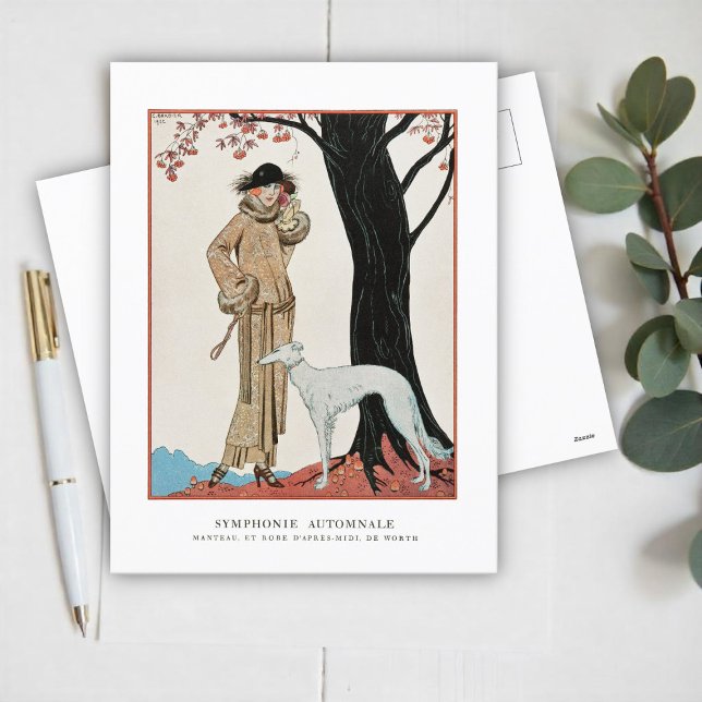 Postal Festiva Ilustracion Sinfónico-Moda de Otoño por G. Barbier (Subido por el creador)
