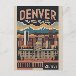 Postal Festiva Ilustración vintage de cartel de viaje retro de De