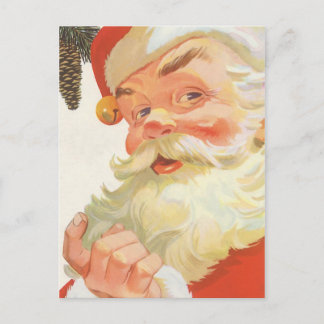 Postal Festiva Ilustracion Vintage Santa Claus