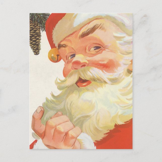 Postal Festiva Ilustracion Vintage Santa Claus (Anverso)