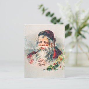 Postal Festiva Ilustracion Vintage Santa Claus