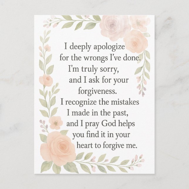 Postal Festiva I'm Sorry/Apology\ Forgiveness Floral  (Anverso)