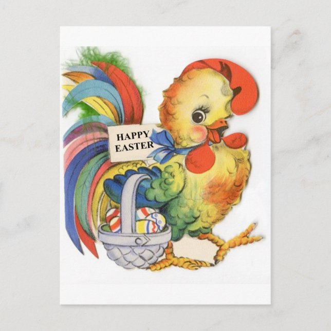 Postal Festiva Imagen vintage de Pascua (Anverso)