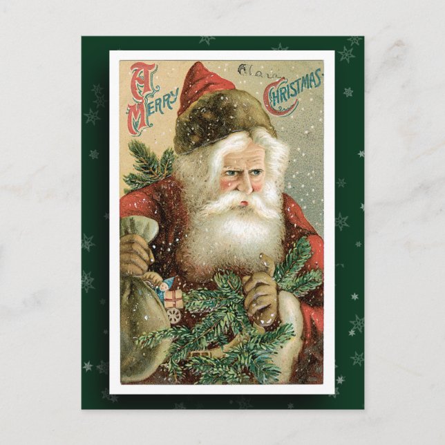 Postal Festiva Imagen vintage de Santa Claus (Anverso)