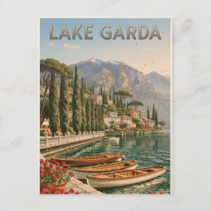 Postal Festiva Imagen vintage de viaje del lago de Garda en Itali