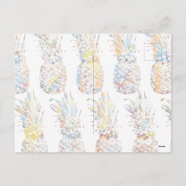 Postal Festiva Impresión coloreada de piña (Reverso)