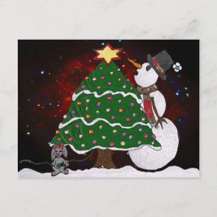 Postal Festiva Impresión de arte sorpresa para Snowman Tree Chris