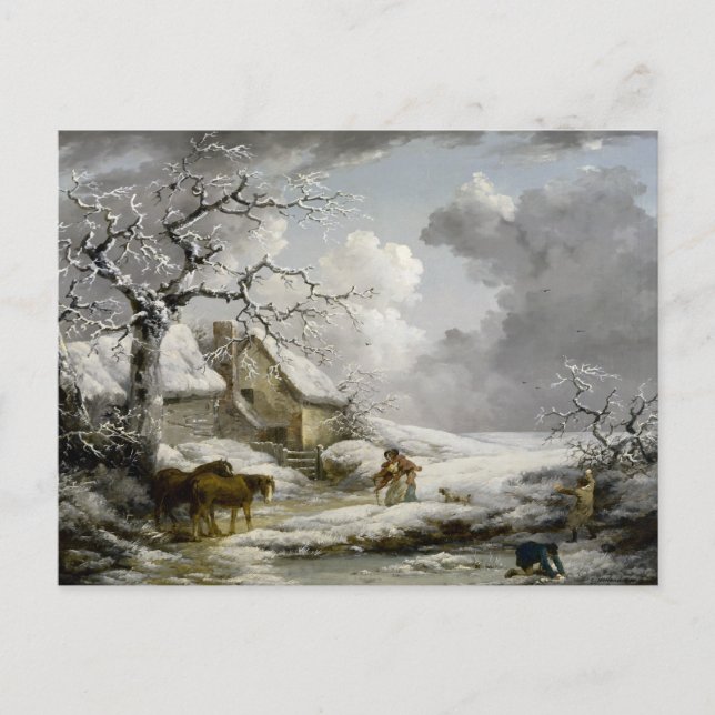 Postal Festiva Impresión de Navidades de paisajes de invierno de  (Anverso)