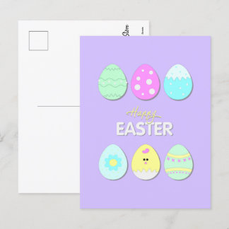 Postal Festiva Impresión feliz de Pascua con bonitos huevos de Pa