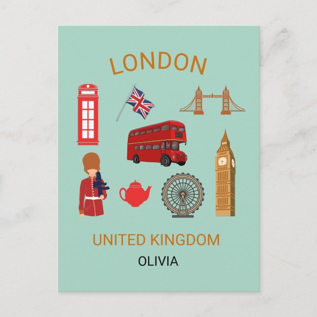 Postal Festiva Impresión temática de viajes de monumentos de Lond (Anverso)