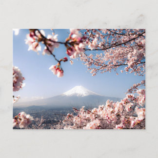 Postal Festiva Impresionante paisaje del Monte Fuji y Sakura