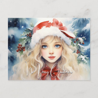 Postal Festiva Impresionante Princesa de Hielo de Navidades