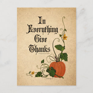 Postal Festiva "In Everything Give Gracias" Calabaza de Acción de