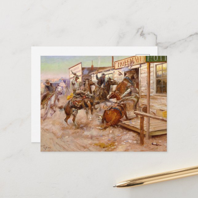 Postal Festiva In Without Knocting por Charles Marion Russell (Anverso/Reverso In Situ)