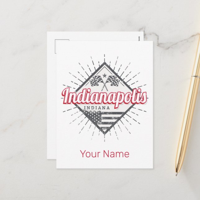 Postal Festiva Indianapolis City Indiana Estados Unidos (Anverso/Reverso In Situ)