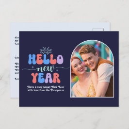 Postal Festiva Indigo Gleam New Year Retro Modern Blue Photo