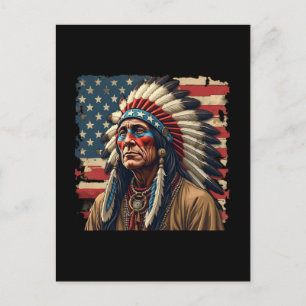 Postal Festiva Indio nativo americano jefe patriótico americano