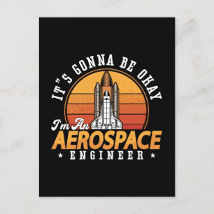 Postal Festiva Ingeniero aeroespacial está bien espacio retro