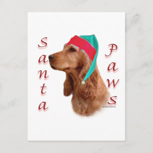 Postal Festiva Inglés Cocker Spaniel (rojo) Santa Paws