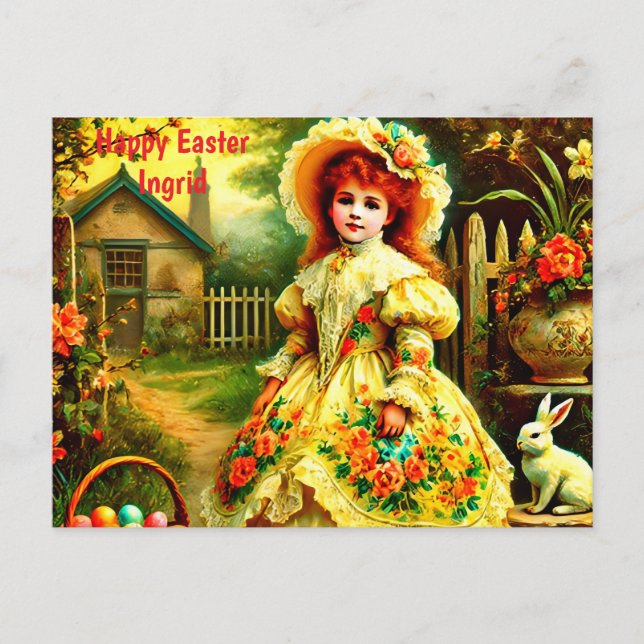 POSTAL FESTIVA INGRID ~ FELIZ CONEJO DE PASCUA ~  (Anverso)