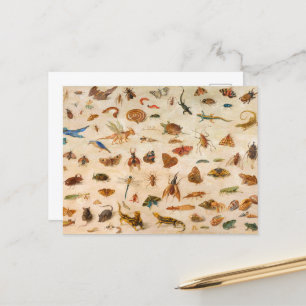 Postal Festiva Insectos, anfibios y conchas de Jan van Kessel