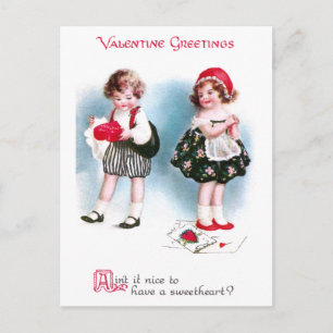 Postal Festiva Intercambio de niños con Valentines Vintage
