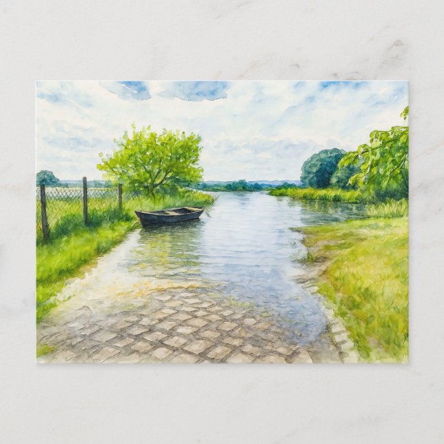 Postal Festiva Inundación primaveral Escena de Guelpe naúfar have (Anverso)