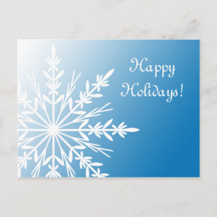 Postal Festiva Invierno blanco copo de nieve en vacaciones Blue H
