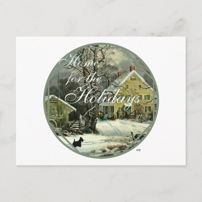 Postal Festiva Invierno de moda escocés horrible (Anverso)