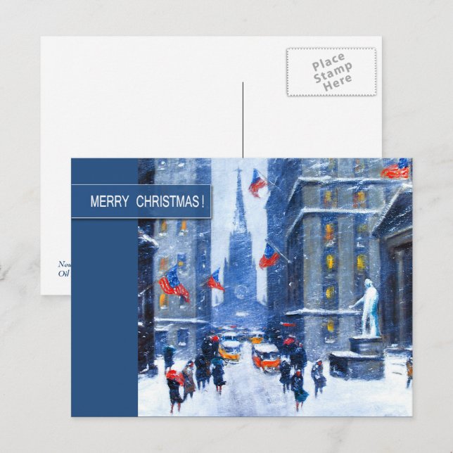 Postal Festiva Invierno en Nueva York. Navidades (Anverso / Reverso)