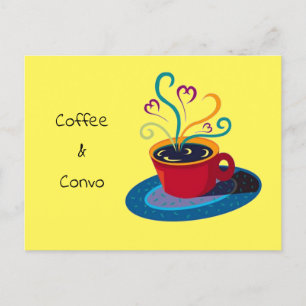 Postal Festiva Invite Coffee & Convo klatch informal hip mod brew