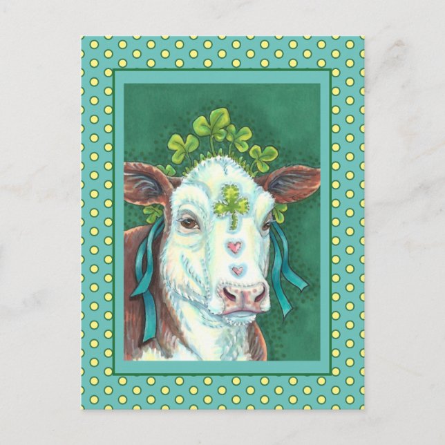 POSTAL FESTIVA IRISH BRED ST. HEIFER DEL DÍA DE PATRICK, VACA DE  (Anverso)