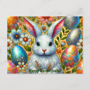 POSTAL FESTIVA ISABEL ~ SALUDO FELIZ CONEJO DE PASCUA ~