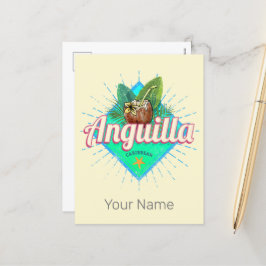 Postal Festiva Isla de Vintage del Retro Caribe de Anguila