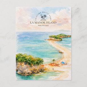 Postal Festiva Isla La Manok Filipinas   Recuerdo de Acuarela