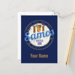 Postal Festiva Isla Samos en Grecia vacaciones retro vintage