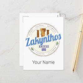 Postal Festiva Isla Zakynthos Grecia Vacaciones recuerdo de época