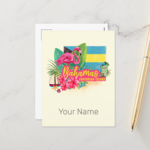 Postal Festiva Islas del Caribe retro flamingo vintage