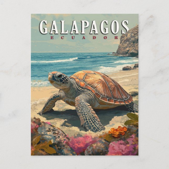 Postal Festiva Islas Galápagos: Gigantes viajes de tortuga (Anverso)