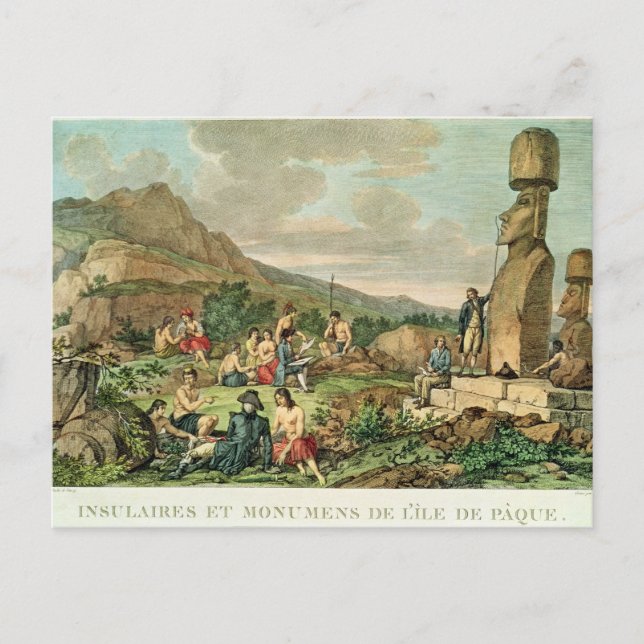 Postal Festiva Isleños y monumentos de la isla de pascua (Anverso)