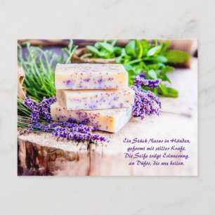 Postal Festiva Jabón de lavanda artesanal con hierbas y flores