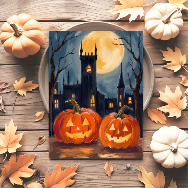 Postal Festiva Jack-O-Lantern Fright | Halloween Spooky Pintado (Subido por el creador)